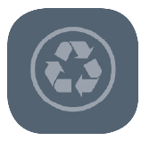 A grey recycle symbol in a circle Description automatically generated with low confidence